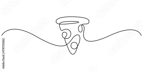 Pizza continuous one line drawing. Single line art, minimalist style food vector. Graphic illustration