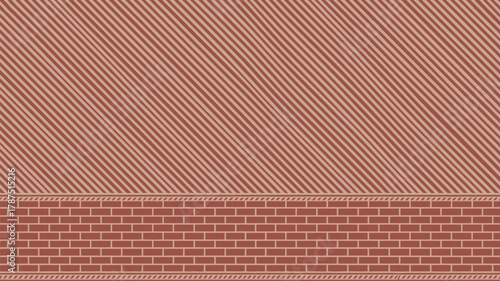A pattern featuring brickwork and diagonal lines in shades of brown and tan creating a textured design