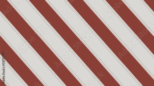 Diagonal pattern of red and white stripes with dotted lines on the borders of the stripes