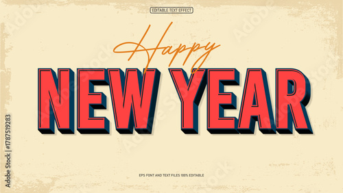 Happy new year vintage style text effect