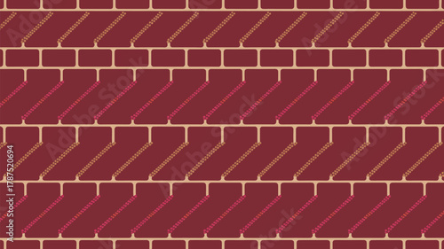 A brick wall pattern with diagonal lines and a reddish brown color scheme in a repeating design