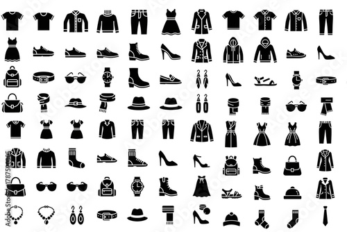 Ultimate Icon Set: Black & White Clothing, Footwear, and Accessories Glyphs
