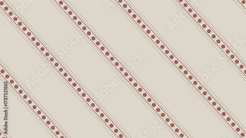 Beige background with diagonal stripes containing brown dots and smaller dots outlining the stripes