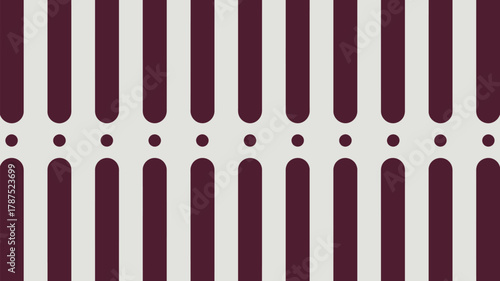 A repetitive pattern of maroon bars and circles on a light gray background creating a geometric design