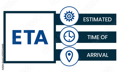 ETA - Estimated Time of Arrival acronym. business concept background. vector illustration concept with keywords and icons. lettering illustration with icons for web banner, flyer, landing page
