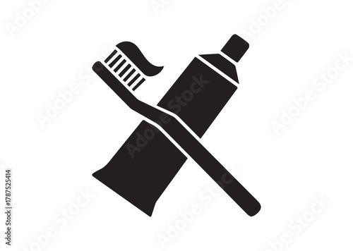 Toothpaste and brush icon, Toothpaste and brush solid vector