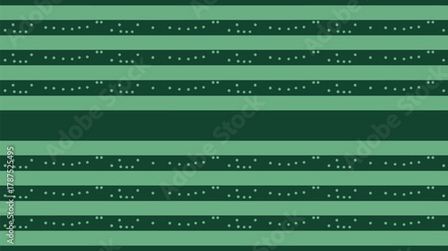 A green abstract background featuring horizontal stripes and scattered dots across the entire canvas area