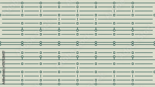 A breadboard with horizontal lines and small circles representing connection points for electronic circuits