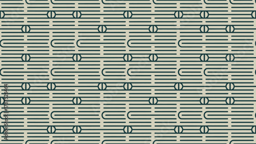 A repeating pattern of horizontal lines with semicircles and circles on a light background design art