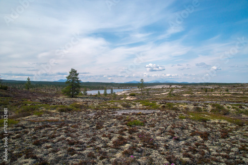 Russia, Magadan Region. Nature of Siberia and the Russian Far East. A small lake in the tundra