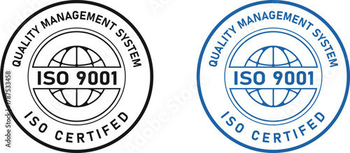 Iso 9001 certified quality management system vector illustration