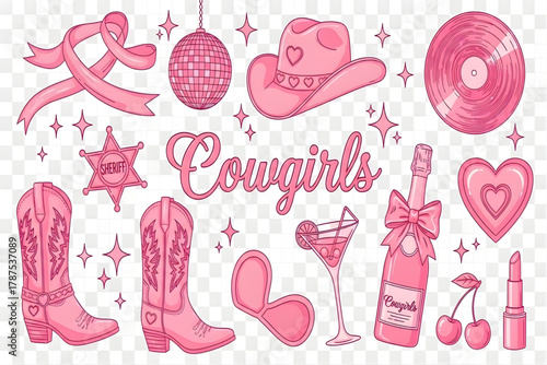 Cowgirl western party elements set