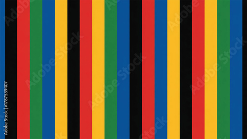 Vertical stripes of red green blue yellow and black colors seamless pattern 