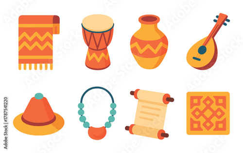 Traditional ethnic artifacts in warm tones