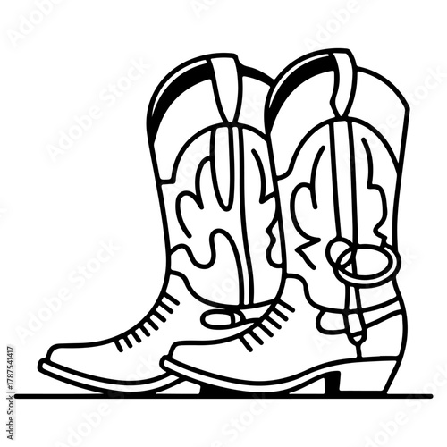 Cowboy Boots Icon Western Style Footwear Illustration