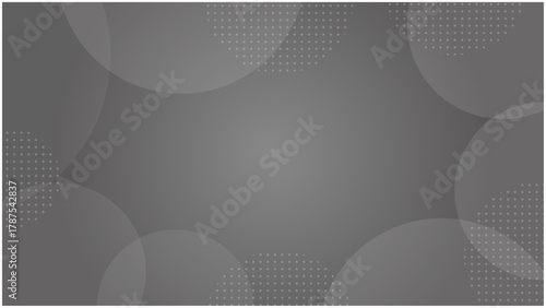 グレーグラデーションの、円とドットパターンのシンプルなフレーム背景