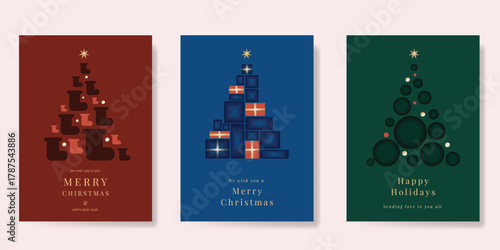 Christmas Luxury gold  invitation card design vector. Christmas pine leaves, snowflake with gold foil and spot texture on navy blue background. Design illustration for cover, print, poster, ads.