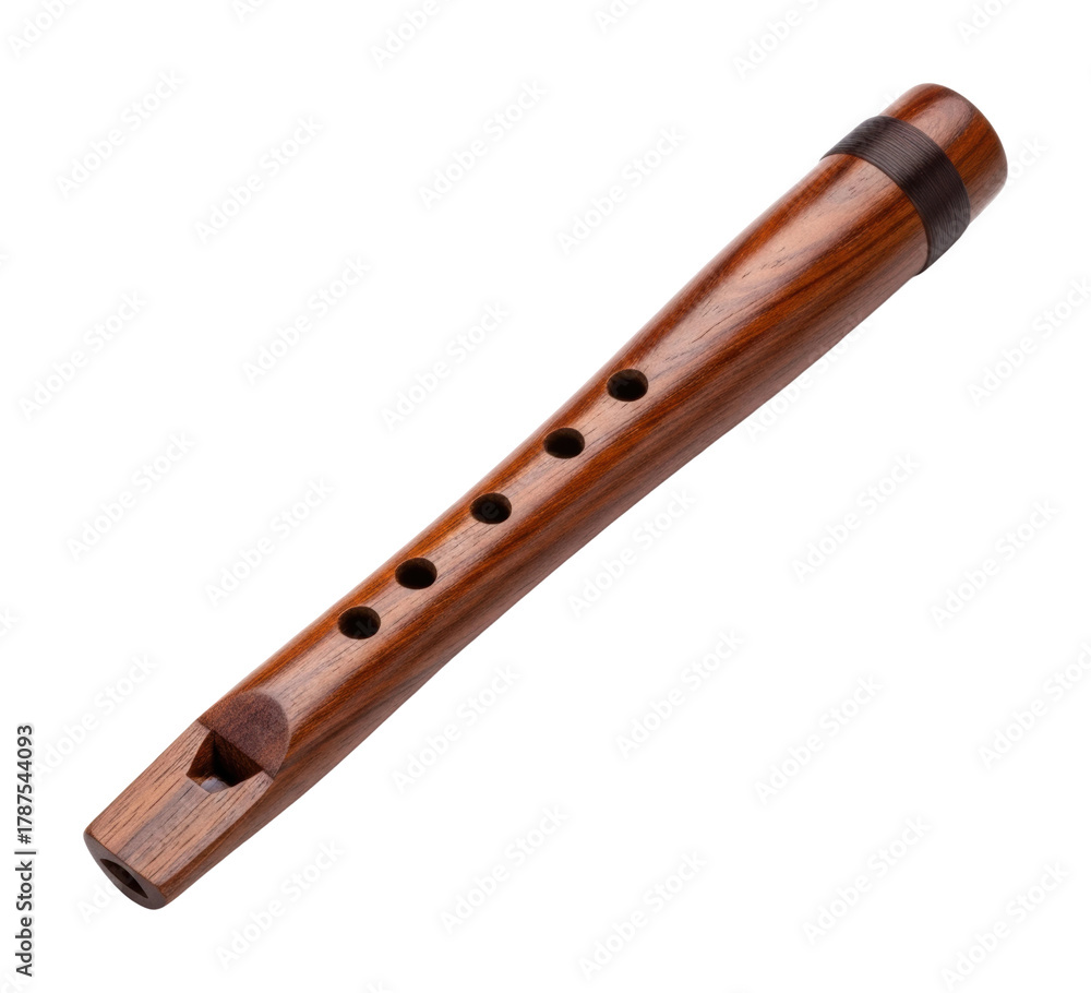 Naklejka premium Traditional wooden flute music isolated on transparent background