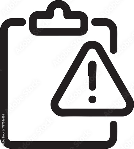 Clipboard with warning sign icon