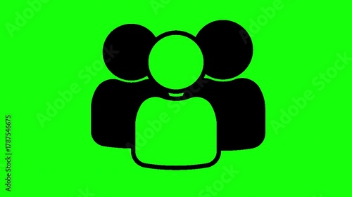 Animated Group of People Icon Silhouette on Green Screen - Team and Community Symbol