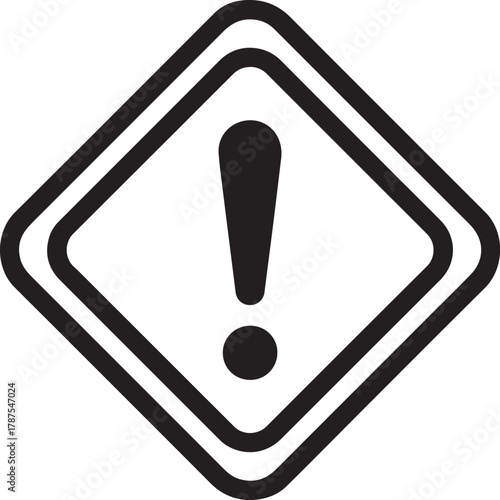 Black and white exclamation mark warning sign