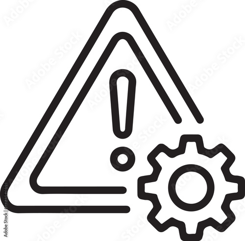 Warning sign with gear icon for technical issues