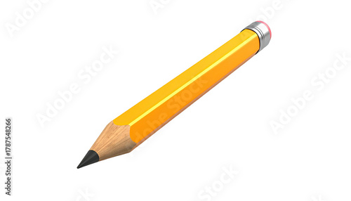 Yellow, sharpened pencil with eraser isolated on a black background