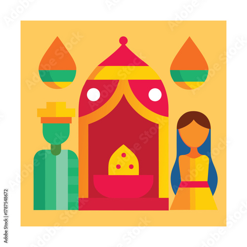 Colorful Bengali Wedding Gaye Holud Ceremony Art