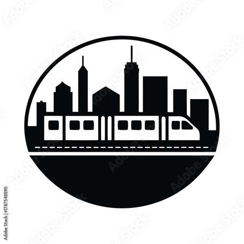 Dhaka City Skyline with Metro Rail Illustration