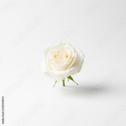Minimalist shot of a single white rose. Created using generative AI tools