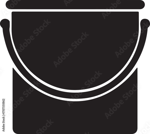  a paint bucket with a handle isolated silhouette on white background