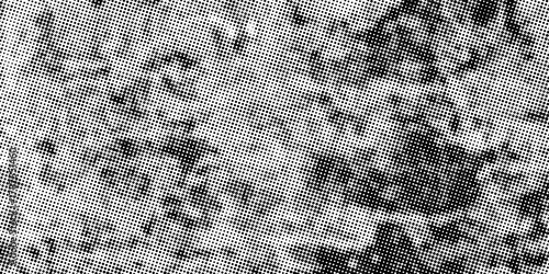 Aged halftone noise gradient texture. Grunge dirty speckles and spots background. White and black faded sand grain wallpaper. Modern trendy design in Vector Illustration
