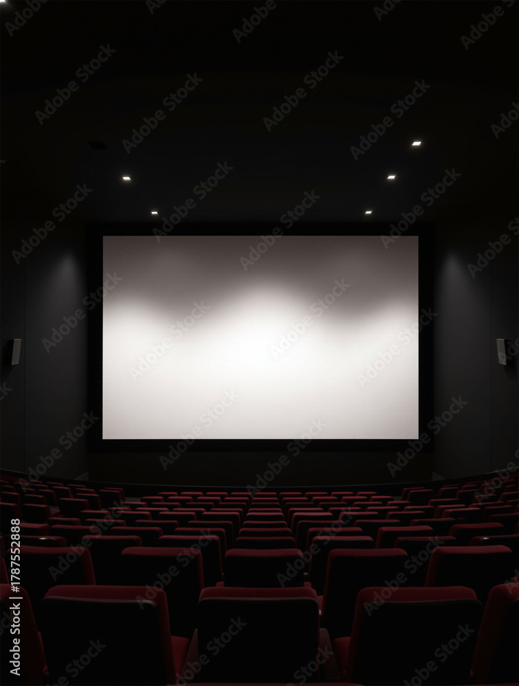 Fototapeta premium Dramatic Empty Theater With Soft Glowing Screen Front View