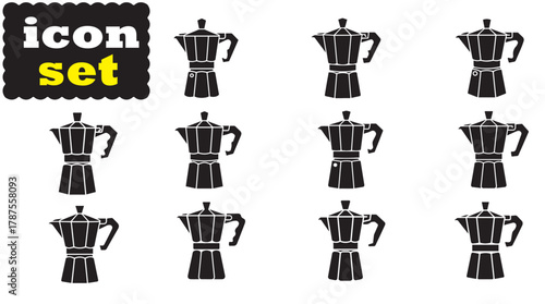Geyser coffee maker icon Set, Geyser coffee maker solid vector