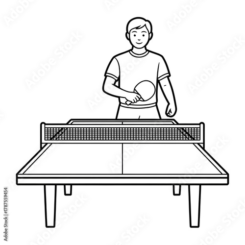 A table tennis board illustration vector style coloring page