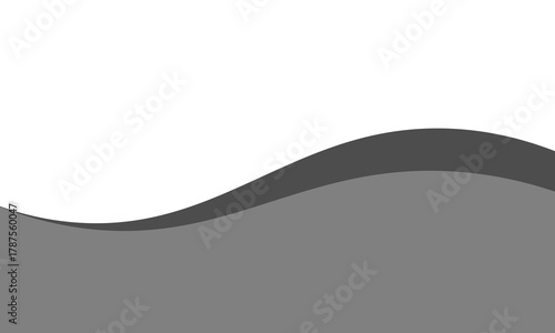 Minimalist black and gray wave vector design with smooth flowing curves at the bottom, transitioning into a clean white background.