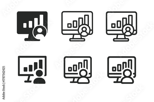 Mass Communication Icon Set. Mass communication trends. Icon set. Set Logo of mass communication trends: audience analytics dashboard. harmonious