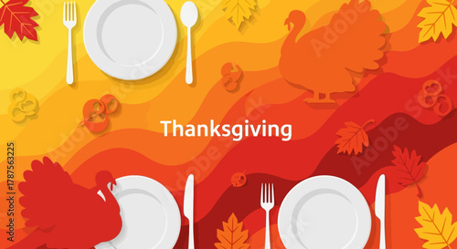 Gradient-Rich Flat Thanksgiving Feast Background