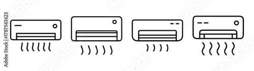 Air conditioning unit vector icons set for climate and cooling