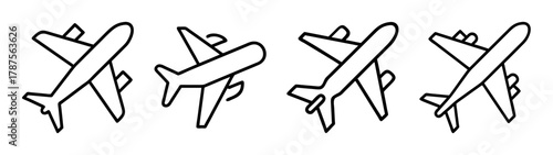 Airplane travel icon set. flight transportation vector illustration