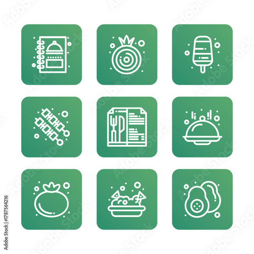 Food and cooking icon set collection. Vector icon illustration
