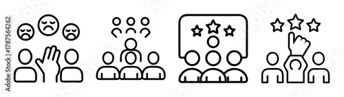 Customer feedback and rating icons set. user satisfaction survey.
