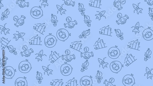 Doodle Business icons on light blue background for web banners, presentations, social media posts, and infographics for professional and corporate themes.