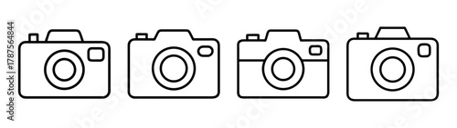 Modern linear camera icon set for photography and media concepts