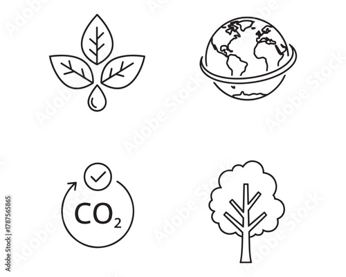 Sustainability Ecology Icons Vector Set Green Environment Climate Change