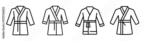 Bathrobe line icons set. outline symbols for dressing gown wear