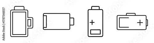 Battery icon set outline. power, energy, charge, device symbol