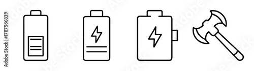 Battery power indicators and a medieval battle axe outline icon