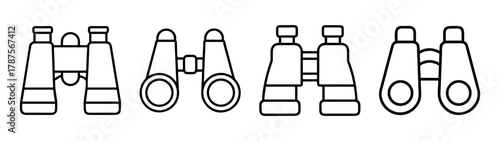 Binoculars outline icon set. exploration and observation tool