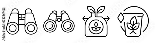 Nature and ecology icons for environmental research and growth